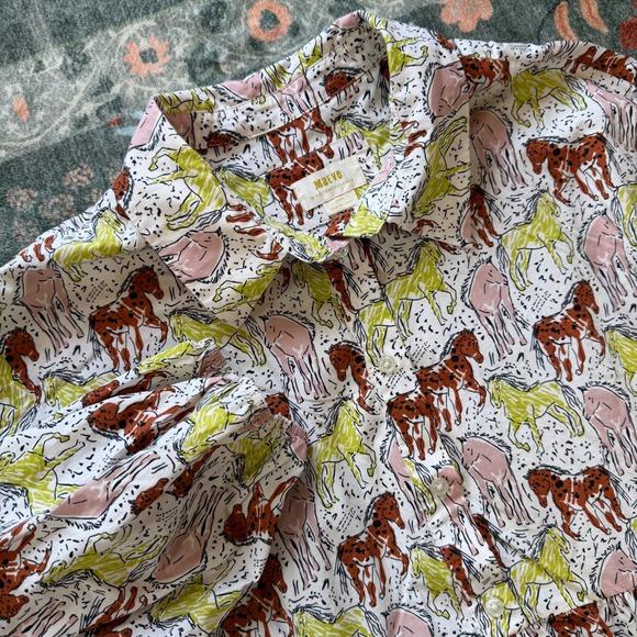 Maeve by Anthropologie Dresses & Skirts - Maeve by Anthropologie Horse Print Tiered Midi Shirt Dress Cotton Multi Large